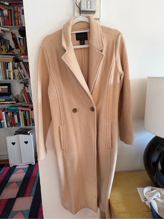 Tahari Jackets & Blazers - Tahari Beige Long Wool-Blend Double-Breasted Trench Coat